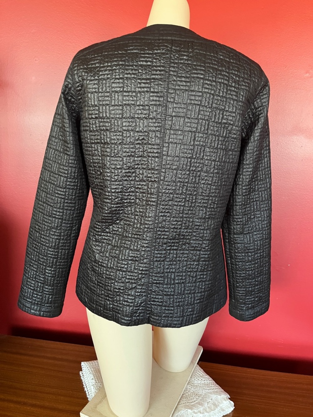 Like new Sag Harbor Black Quilted Metal Zip-Front Lined Jacket - Picture 8 of 13